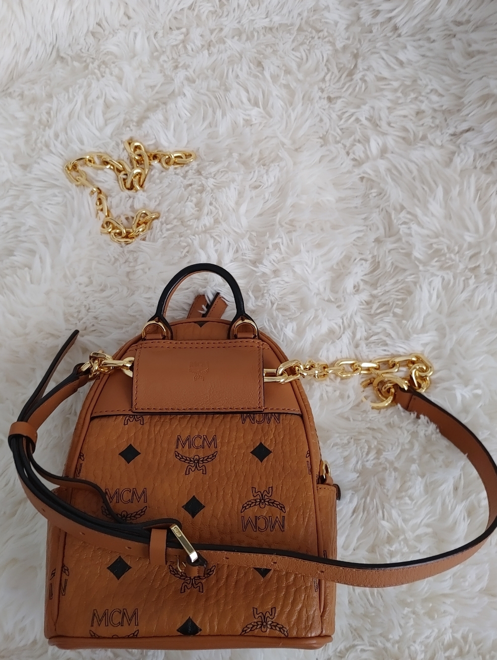 MCM Viesto Monogram Canvas Leather Convertible Bag - Picture 12 of 16